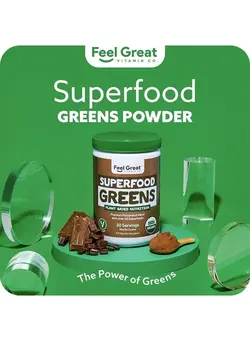 ویتامین و ساپلیمنت مکمل‌های گوارشی Superfood Greens Mocha Flavor, Organic Super Greens, Vegan Fruit and Vegetable Supplement, Enzymes & Probiotics. Helps Improve Digestive Health