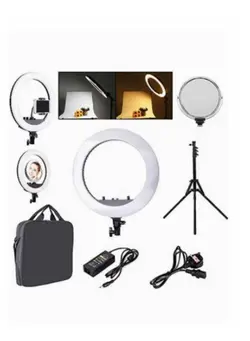 نورپردازی و استودیو سایر HQ18 LED Soft Ring Light Kit 18 Inch 55W Dimmable 3200K-6000K with Tripod Stand, Cell Phone Holder, Carrying Bag, Mirror 