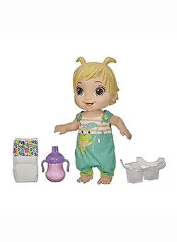 عروسک و لوازم  جانبی اکسسوری عروسک Baby Gotta Bounce Doll Frog Outfit Bounces With 25+ Sfx And Giggles Drinks And Wets Blonde Hair Toy For Kids Ages 3 And Up 