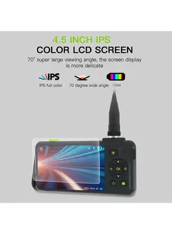 دوربین فیلم‌برداری و عکاسی تلسکوپ و میکروسکوپ Industrial Endoscope with 4.5-inch IPS Color Display 1080P Photos Videos Snake Camera with 6 LED Lights Borescope IP67 Waterproof 2 Million Pixels Inspection Camera with TF Card Slot for Maintenance 