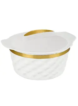 ظروف و لوازم سرو غذا ست ظروف غذاخوری Steel Hot n Fresh Casserole Set with Inner Food Warmer hotcase roti Server with Easy Locking System (500ml) ,White 