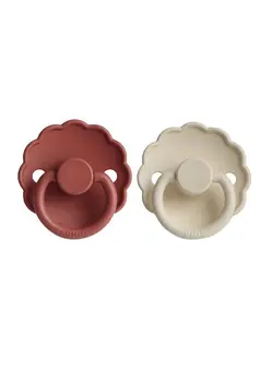 تغذیه و نگهداری کودک پستانک Pack Of 2 Daisy Silicone Baby Pacifier 0-6M, Baked Clay/Cream - Size 1 