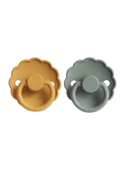 تغذیه و نگهداری کودک پستانک Pack Of 2 Daisy Silicone Baby Pacifier 6-18M, Honey Gold/Lily Pad - Size 2 