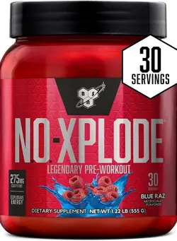 مکمل‌های ورزشی قبل از تمرین BSN N.O.-XPLODE Pre Workout Powder, Energy Supplement for Men and Women with Creatine and Beta-Alanine - Blue Razz , 30 Servings