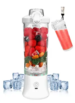 مخلوط کن مخلوط کن سایز تک نفره 600ml Mini Portable Blender with 6 Blades, Personal Size Mixer For Shakes And Smoothies (White) 