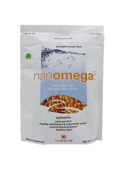 ویتامین و ساپلیمنت دمنوش و مکمل‌های گیاهی Nanomega Vegan Omega3 Superfood Powder ; Pineapple Orange Flavor ; 30 Servings ; Golden Flaxseed Marine Algae Vitamin E And D3 Dha Curcumin