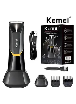 مردانه ماشین اصلاح Kemei Professional Body Hair Trimmer For Men & Women KM-3208 With LED Light USB Fast Charging Ceramic Blade Heads Waterproof Wet Dry Suitable For Body Private Part Shaving 