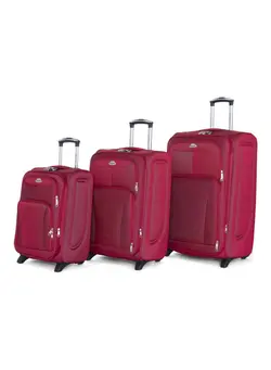 چمدان و ساک مسافرتی ست چمدان 3 Piece Softside Luggage Trolley Set Burgundy 
