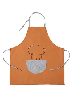 ظروف و تجهیزات آشپزخانه اکسسوری و تجهیزات آماده سازی Semi-Circle Pocket Oil Proof Apron Orange/Grey 68 x 66centimeter 