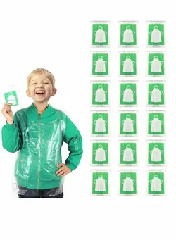 ظروف و تجهیزات آشپزخانه اکسسوری و تجهیزات آماده سازی 100 Pieces Kids Aprons, Disposable Individually Packed Plastic Clear Polyethylene Cooking Aprons for Adult Dustproof Waterproof DIY Arts & Crafts Supplies 