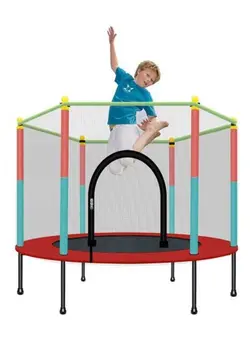 بازی‌های فضای باز و تجهیزات پارک ترامپولین Children's Round Trampoline Family Game Small Bouncing Bed Household Jumping Protective Wire Mesh 