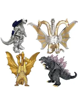 فیگور و مجسمه اکشن فیگور Set Of 4 Godzilla Toys Movable Joint Action Figures King Of The Monsters Burning Heisei Mecha Ghidorah Pack Plastic Mini Dinosaur Birthday Kids Cake Toppers Package 
