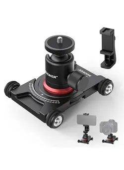لوازم جانبی فیلم‌برداری و عکاسی اکسسوری حرفه‌ای NEEWER Camera Slider Dolly with Ball Head & Phone Clamp,4 Wheeled Tabletop Dolly Manual Skater with 360° Panorama Compatible with DSLR Camera Video Camcorder GoPro iPhone and Android Smartphone, SD001 