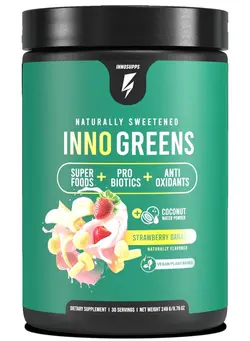 مکمل‌های ورزشی افزایش انرژی INNO Greens Super Foods + Probiotics + Antioxidants Strawberry Banana 249g