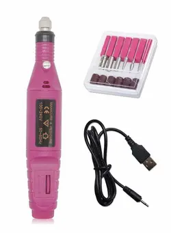 ناخن سایر Electric Nail Files, 6 In 1 Manicure Drill, Polishing Tools Clipper Set For Callus Removal, Pen Shape Pedicure Care Tool, Rose Red