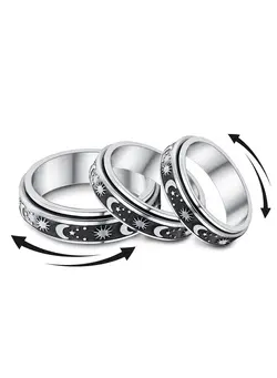 گجت، فیجت و سرگرمی اسپینر 3Pcs Fidget Anxiety Ring For Women Fidget Spinner Ring For Anxiety Spinner Women Stress Rings Roller Rings Figet Ring For Men(Moonsun:7+8+9） 