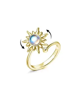 گجت، فیجت و سرگرمی اسپینر Anxiety Fidget Spinner Ring Fidget Rings For Anxiety Relief Stress Open Adjustable Flower Moon Star Figet Spinning Ring Stackable Ring Fidget Jewelry Women Girls Moonstone Sun Gold 