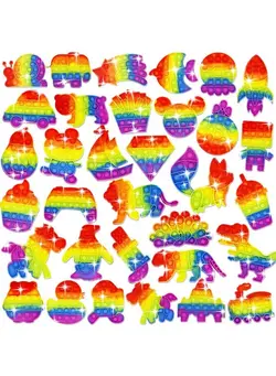 گجت، فیجت و سرگرمی اسپینر 33 Pack Pop Fidget Toys Set, Easter Basket Stuffers Bubble Popper Sensory Toys For Girl And Boys Relief Satisfying Game Rainbow Pop Fidget Toy Relieve Stress Sensory Toys For Children 