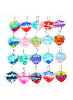 گجت، فیجت و سرگرمی اسپینر 20 Pack Heart Simple Mini Push Pop Bubble Fidget Sensory Stress Relief Toy Keychains For Kids And Adults (Heart) 
