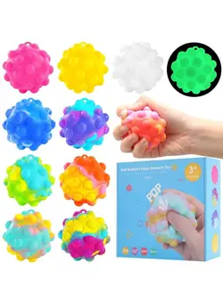 گجت، فیجت و سرگرمی اسپینر Pop Fidget Toys Ball Its Poppers 9 Pcs, Party Favors Easter Basket Stuffers Pop Ball It Bulk 3D Squeeze Toys Squishy Balls Fidget Toy Sensory Toys Stress Balls Fidgets Packs Kids Toys Toddler Toys 