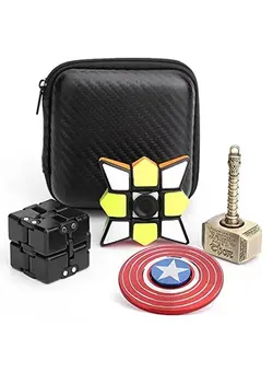 گجت، فیجت و سرگرمی اسپینر Cool Finger Fidget Pack Toy, Stress Reducer,Infinity Fidget Cube, Fidget Spinner For Kids Adults Stress Relief Anti Anxiety Easter Basket Filler Party Favors (4 Pack) 