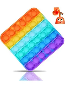 گجت، فیجت و سرگرمی اسپینر Push Pop Bubble Sensory Fidget Toy Squeeze Toys Poke Pop Toys Autism Special Needs Stress Reliever Silicone Stress Reliever Toy Anxiety Relief Toys For Kids And Adult,Rainbow Square 