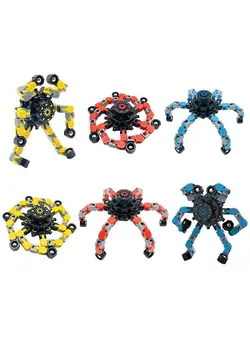 گجت، فیجت و سرگرمی اسپینر 6Pcs Transformable Fingertip Gyro Toy Chain Robot Toy Diy Deformation Robot Deformed Mechanical Spiral Twister Fingertip Decompression Fingertip Toy Party Favors For Kids,Easter Basket Stuffers 