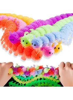 گجت، فیجت و سرگرمی اسپینر 6 Pieces Stretchy Fidget Toy Luminous Sensory Fidget Toy Stretchy String Toys For Anxiety Stress Relief For Home School Autism Adhd Calming Relaxing, 6 Colors (Caterpillar Style) 