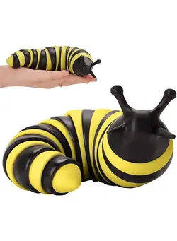 گجت، فیجت و سرگرمی اسپینر Fidget Slug,3D Printed Articulated Sticky Stretch Slug Fidget Toy，Friendly Articulated Slug Fidget Toy,Sensory Toys For Autistic, Children & Adults, Desk Toy Flexible (Yellow+Black) 