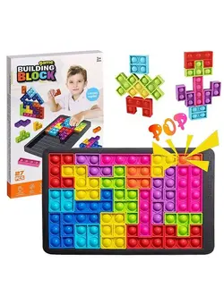 گجت، فیجت و سرگرمی اسپینر Push It Pop Fidget Toys, Bubble Sensory Toy, Poppits Jigsaw Fidget Toys, Popper Russian Block Game Boards, 26Pcs Silicone Puzzle Games To Anxiety And Stress Relief For Girls Boys And Autism 
