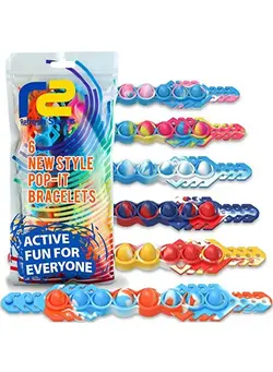 گجت، فیجت و سرگرمی اسپینر Pop It Bracelet Fidget Toy: Push Pop Its Fidget Bracelets For Kids. 6 Watch Bubble Wristband Popit Fidget Toys Pack. Best Bulk Birthday Party Favors & Goodie Bag Stuffers Gifts For Girls Boys & Adults 
