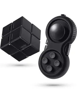 گجت، فیجت و سرگرمی اسپینر 2 Pieces Mini Fidget Toy Set Include Cube Handheld Fidget Toy Cube Cam Fidget Controller Pad Anxiety And Stress Relief Fidget Toy For Teenagers Adults With Adhd Add (Black) 