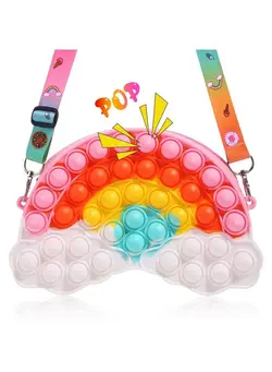گجت، فیجت و سرگرمی اسپینر Pop Purse Bag For Kids, Rainbow Popper Sensory Fidget Princess Toy Gifts For Girls, Back To School Supplies Backpack Present Goodie Prize For Adhd Anxiety Stress Relief 