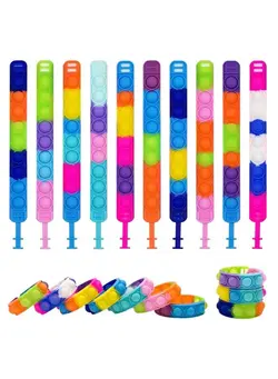 گجت، فیجت و سرگرمی اسپینر Pop Bracelet Fidget Toy, 20Pcs Multicolor Bracelet Popular Wristband Fidget Watch Is Suitable For Children And Adults Stress And Anxiety Relief Wristband 