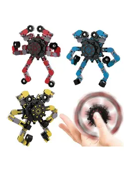 گجت، فیجت و سرگرمی اسپینر 3Pcs Fidget Spinners,Diy Deformable Robot Fingertip Toys,Decompression Spinner,Deformable Creative Mechanical Gyro Toys,Stress Relief Mechanical Chain Toy Easter Basket Stuffers For Kids Adults 