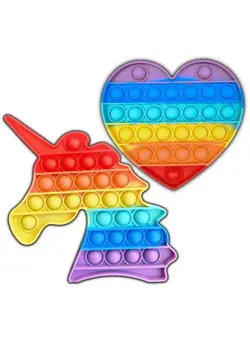 گجت، فیجت و سرگرمی اسپینر Branded Premium Quality Fidget Toys Kids Toys For Girls Push Pop Bubble Fidget Sensory Toy For Anxiety Relief Items Stress Toys For Boys And Girl (2 Pack Heart Unicorn) 