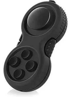 گجت، فیجت و سرگرمی اسپینر The Original Fidget Retro: The Rubberized Classic Controller Game Pad Fidget Focus Toy With 8Fidget Functions And Lanyard Perfect For Relieving Stress (Black) 