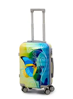 چمدان و ساک مسافرتی چمدان تک Printed Luggage Butterfly Suitcase Luggage, Traveling bag, Trolley suitcase, 4wheels, 20 inches, Cabin Bag, ABSLuggage, Printed Luggage Butterfly Design Hardside Suitcase Spinner Luggage 