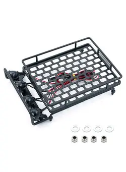 وسایل نقلیه RC و قطعات سایر Roof Rack Luggage Carrier With Led Lights Rc Car Metal Parts Compatible With 1/14 1/12 1/10 Scx10 Cc01 Mn D90 D91 D99 Mn90 Mn99S Rc Car 
