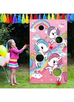 بازی‌های فضای باز و تجهیزات پارک سایر Unicorn Toss Game With 3 Nylon Bean Bags For Children Adult Unicorn Theme Party Decorations And Supplies 