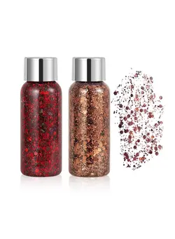 زیبایی و آرایش سایر 2 Bottle Mermaid Sequins Body Glitter Gel, Long Lasting Holographic Glitter Liquid Body Makeup for Women, Waterproof Face Glitter Gel Total