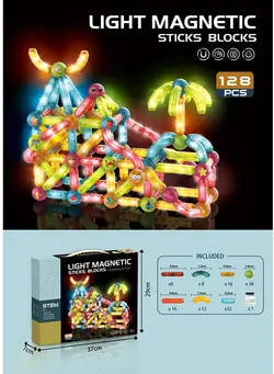 اسباب‌بازی‌های کودک و نوپا سایر Light Magnetic Building Blocks Toy for Kids Magnetic Sticks and Balls Set- Different Sizes & Curve Shaped 128 pcs 