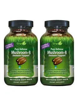 ویتامین و ساپلیمنت مکمل‌های گوارشی Pure Defense Mushroom8 Immune Support 60 Liquid Softgels Pack Of 2 Immune Health Support With Vitamin C Zinc & Organic Mushrooms 40 Total Servings