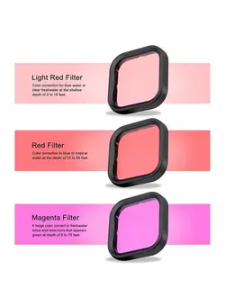 لنز و لوازم جانبی سایر Underwater Camera Dive Filters for GoPro Hero 8,9 and 10 Black Protective Housing Lens Cover in Red, Light Red, and Magenta, Professional Color Correcting Photography Accessory Title 