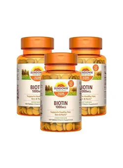 ویتامین و ساپلیمنت مکمل‌های گوارشی Biotin 1000mcg, Supports Healthy Hair, Skin and Nails, 120 Tablets (Pack of 3)