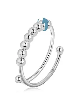 گجت، فیجت و سرگرمی اسپینر Sterling Silver Fidget Anxiety Ring For Women Adjustable Open Spinner Ring With Rotatable 8 Beads Stacking Band Anillos Jewelry Gift For Mother Day 