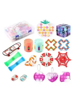 گجت، فیجت و سرگرمی پاپ ایت 17-Piece Push Pop Bubble Sensory Fidget Toys Set, Colour May Vary 