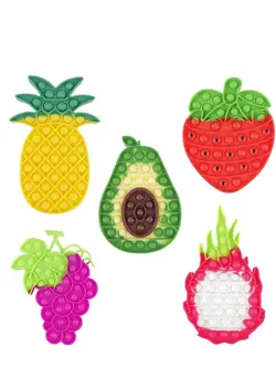 گجت، فیجت و سرگرمی پاپ ایت Pop It Fidget Sensory Toy Fruits set Of Five Avocado, Pineapple, Strawberry, Dragon Fruit, Grapes 