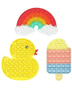 گجت، فیجت و سرگرمی پاپ ایت Sensory Decompression Toy, Help Reliever Anxiety, Stress Ice Cream, Yellow Duck Pop Fidget Toys for Silicone Pressure Relief Kid and Adults 3 Pcs 