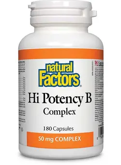 ویتامین و ساپلیمنت مکمل‌های گوارشی Natural Factors Hi Potency B Complex, 50 mg, 180 Capsules